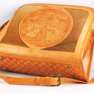 Mayan Tooled & Embossed Leather Pony Hair Handbag